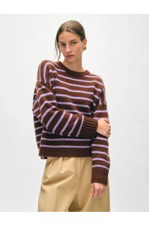 Cashmere Blend Striped Crew