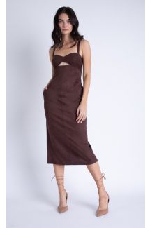 Olivia Suede Dress Midi