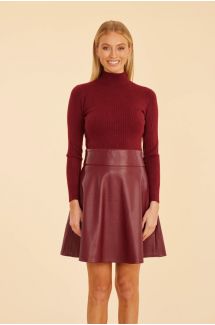 Faux Leather and Knit Dress