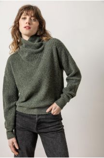 Ribbed Wrap Collar Sweater