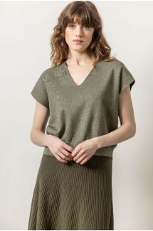 Metallic V-Neck Sweater