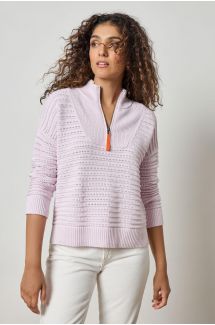 Pointelle Half Zip