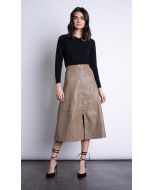 Victoria V Leather Midi Skirt