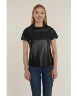 Vegan Leather Short Sleeve Tee